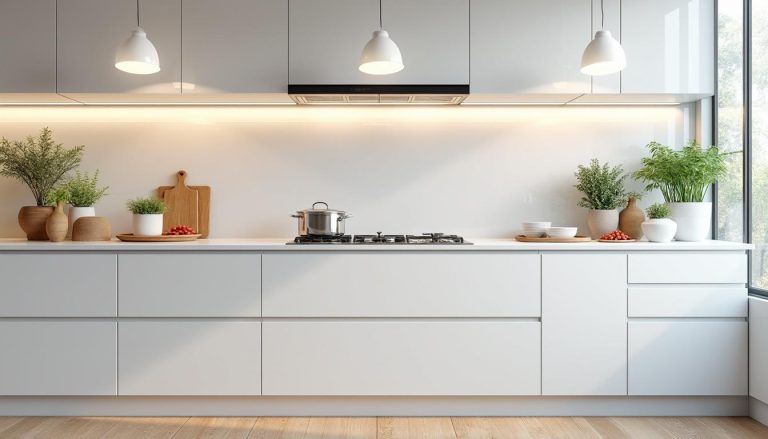 optez pour une crédence de cuisine peinte en blanc et offrez à votre espace culinaire une touche élégante et moderne. idéale pour illuminer la pièce et s’adapter à tous les styles de décoration.