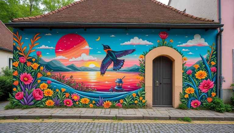 découvrez à moncoutant-sur-sèvre un mural grand format qui métamorphose un simple mur en une œuvre d'art vivante, apportant couleur et vie à l'espace urbain.