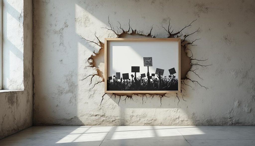 découvrez les toiles trompe-l’œil engagées de l’artiste bertrand amand, mises à l’honneur lors de la biennale de peinture, un événement incontournable pour les amateurs d’art contemporain.