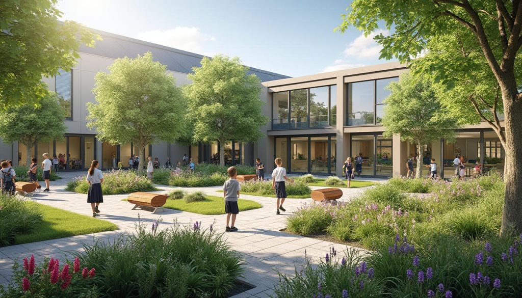 l’école la feuillaison de bubry aménage sa cour et ses espaces extérieurs avec de la végétalisation pour offrir un cadre plus naturel et agréable aux élèves.