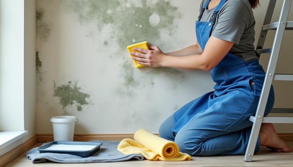 découvrez un geste simple et doux pour traiter un plafond moisi, préserver votre peinture et préparer parfaitement la surface avant de repeindre.