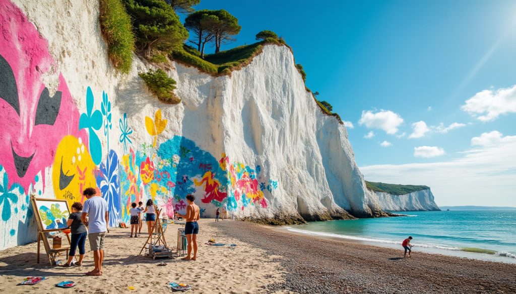 découvrez comment les falaises de fécamp deviennent une toile vivante unique, où artistes amateurs expriment leur créativité dans un cadre naturel exceptionnel.