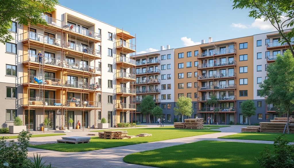 appel d'offres aapc445 à forbach pour la rénovation complète intérieure et extérieure de 96 logements, incluant travaux de peinture, isolation, menuiserie et aménagements modernes.
