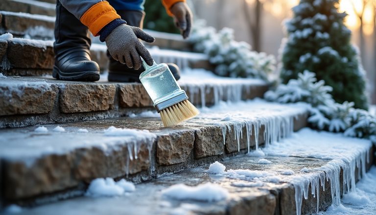 découvrez l'astuce essentielle d'un maçon pour débarrasser rapidement et efficacement votre escalier extérieur gelé, sans effort inutile ni frottement interminable.